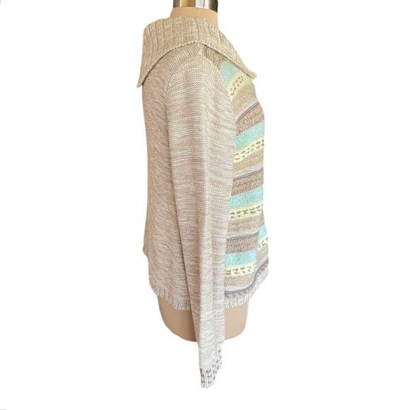 jh Collectibles Cardigan Tan Pastel Button Front Shawl Collar LG Trendy Preppy - Picture 3 of 8